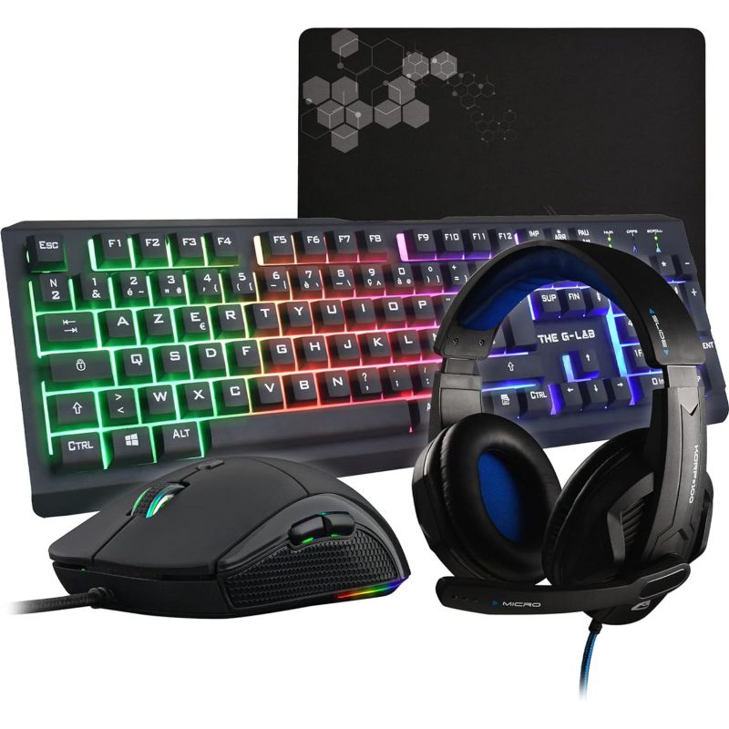 PACK 3 EN 1 CLAVIER/SOURIS/CASQUE THE G-LAB COMBO SELENIUM