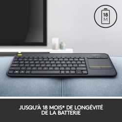 CLAVIER LOGITECH K400 PLUS FRA WIRELESS TOUCH KEYBOARD - DARK