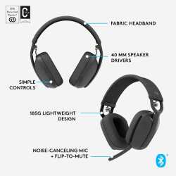 CASQUE GAMING SANS FIL LOGITECH - ZONE VIBE 100 LIGHTWEIGHT WIRELESS OVER EAR - GRAPHITE