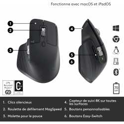 SOURIS SANS FIL LOGITECH MX MASTER 3S GRAPHITE