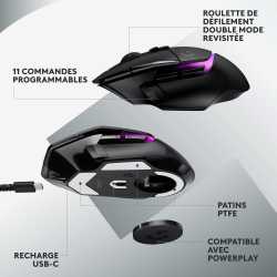 SOURIS GAMING LOGITECH G502 X PLUS WIRELESS BLACK