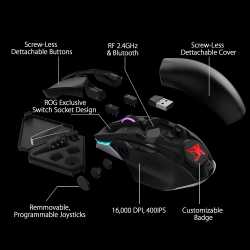 SOURIS GAMING SANS FIL ASUS ROG CHAKRAM SOURIS RF WIRELESS + BLUETOOTH + USB TYPE-A OPTIQUE 16000 DPI