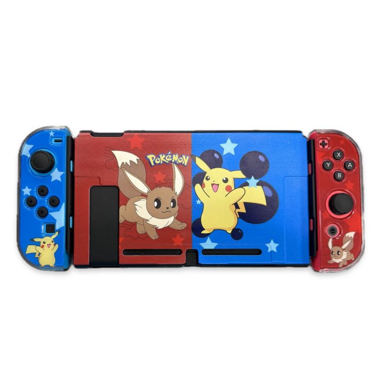 COQUE DE PROTECTION SWITCH + JOYCON (AVANT ET ARRIERE)ROUGE BLEU - PIKACHU EVOLY