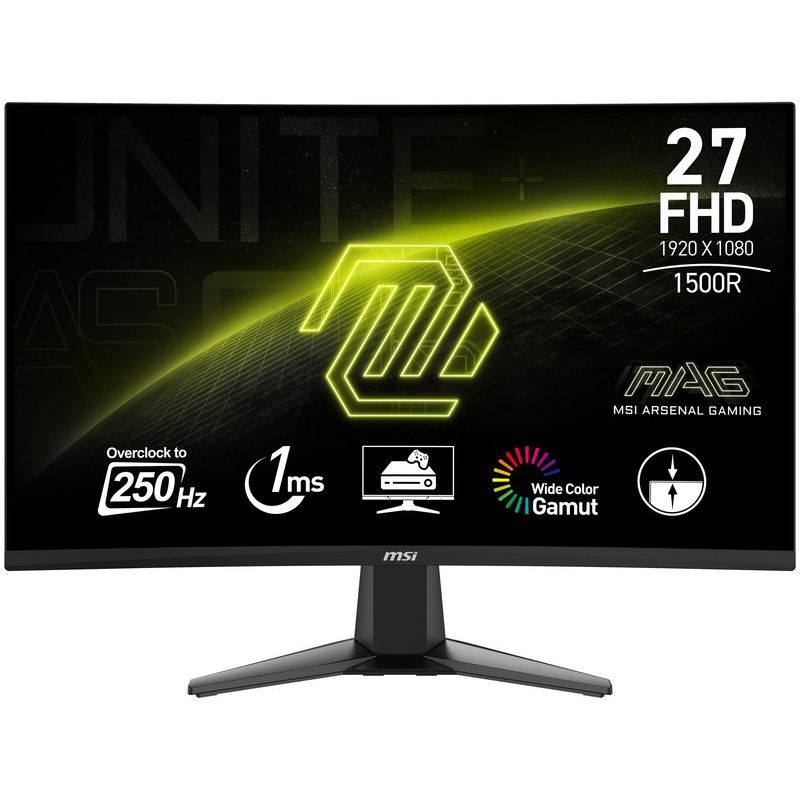 ECRAN GAMING INCURVE MSI 27 POUCES MAG 27C6X /1920X1080 / 250 HZ (OC) / HDMI / DISPLAY PORT