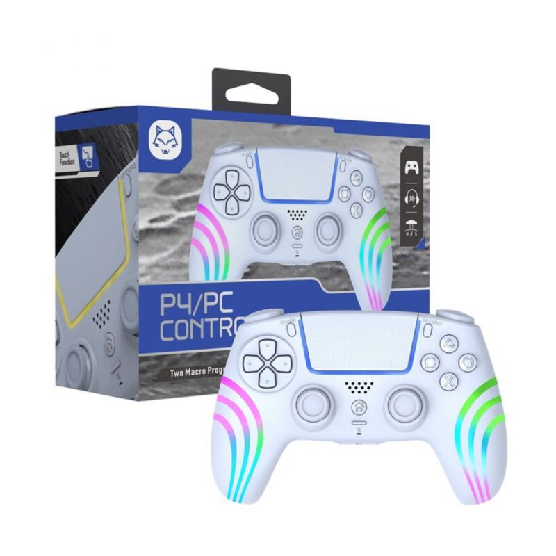 MANETTE PS4 PRO GAMING WIRELESS + RGB - WHITE EDITION