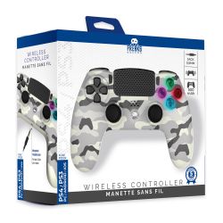 MANETTE SANS FIL CAMO BLANCHE POUR PS4 AVEC PRISE JACK POUR CASQUE ET BOUTONS LUMINEUX