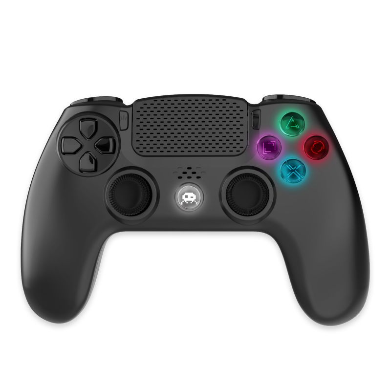 MANETTE SANS FIL NOIRE POUR PS4 AVEC PRISE JACK POUR CASQUE ET BOUTONS LUMINEUX