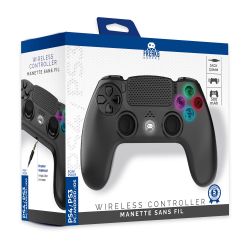 MANETTE SANS FIL NOIRE POUR PS4 AVEC PRISE JACK POUR CASQUE ET BOUTONS LUMINEUX