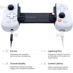 MOBILE GAMING CONTROLLER SONY OFFICIALLY LICENSED PLAYSTATION: BACKBONE ONE -POUR IPHONE - WHITE (PS5)