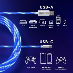 ONIVERSE - CABLE DE CHARGE RAPIDE USB-A VERS USB TYPE-C - 2 M - LED