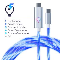 ONIVERSE - CABLE DE CHARGE RAPIDE USB-C VERS USB TYPE-C - 2 M -LED