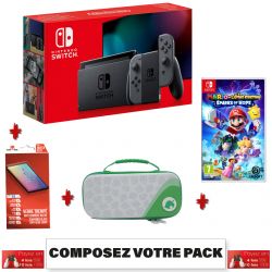 PACK CONSOLE NINTENDO SWITCH AMELIOREE V3 + SACOCHE + JEUX + VERRE TREMPE