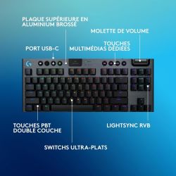 CLAVIER GAMING LOGITECH G G915 TKL USB AZERTY CHARBON