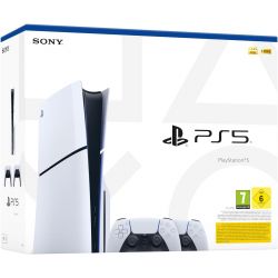 CONSOLE PS5 SLIM 1000 GO ( 1TO ) DISQUE VERSION + 2 DUALSENSE WHITE