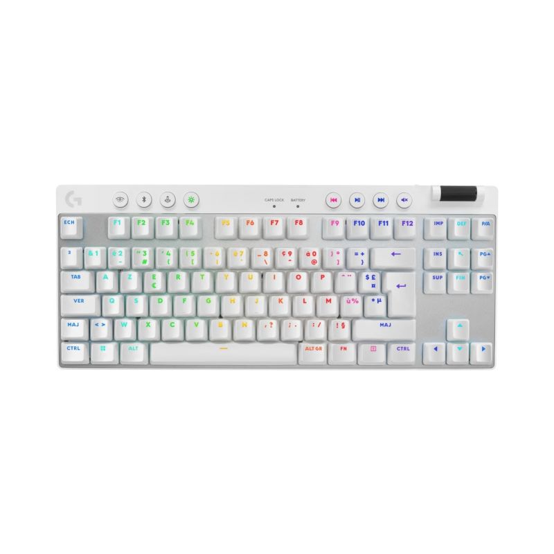 CLAVIER GAMING LOGITECH G PRO X TKL RF SANS FIL + BLUETOOTH AZERTY BLANC