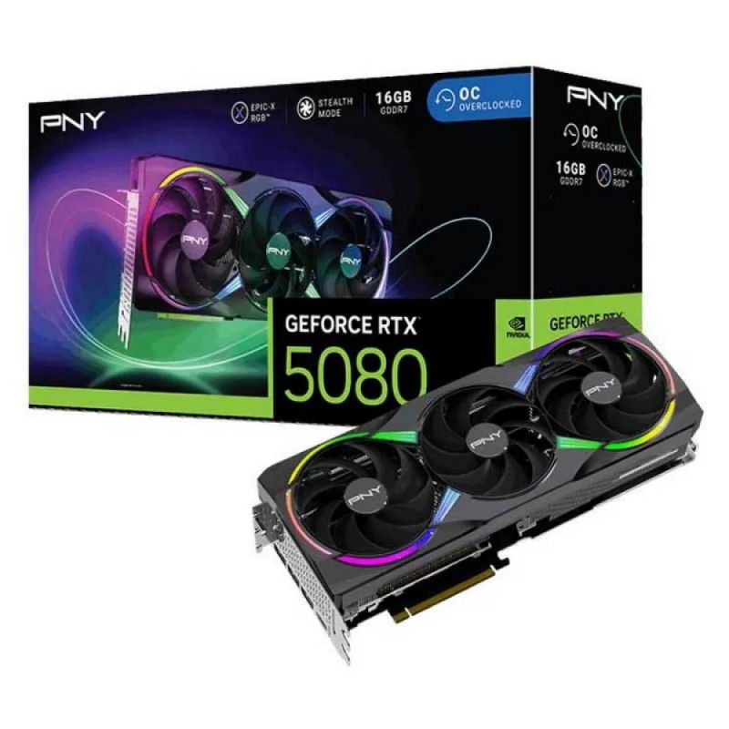 CARTE GRAPHIQUE PNY GEFORCE RTX 5080 Epic-X Triple Fan OC 16GO