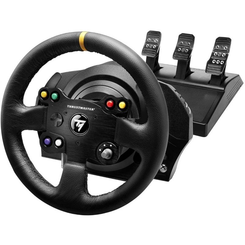 Volant gaming de course à retour de force Thrustmaster T128 Noir et Gris +  Pédales Magnétiques pour PS4/PS5/PC - Volant gaming